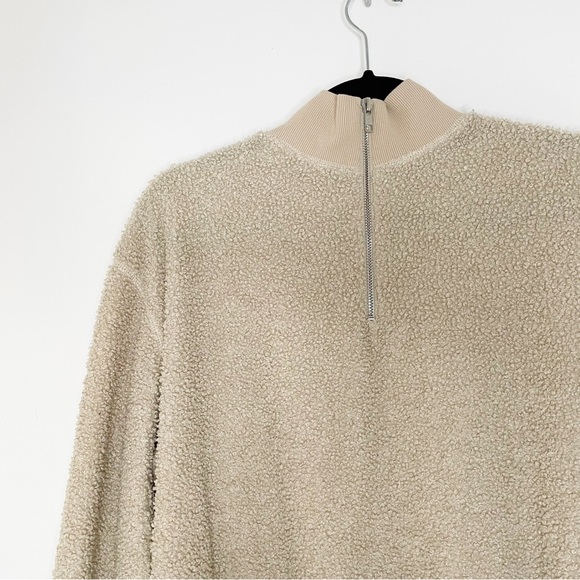 Buffalo David Bitton quarter-zip fuzzy pullover sweater sweatshirt cream M - Picture 2 of 7